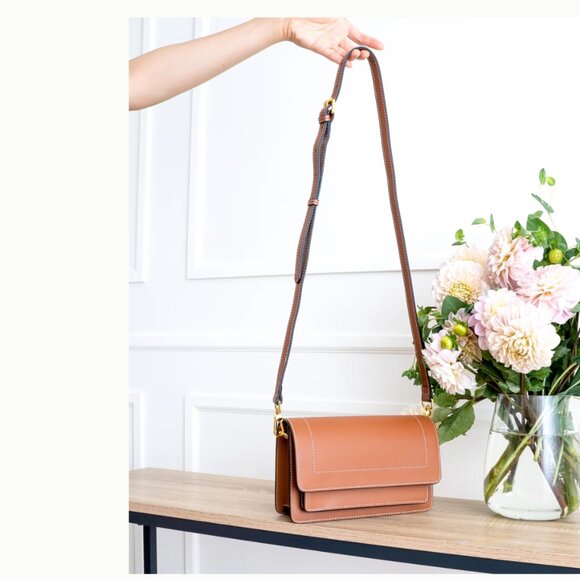 NEW Aallyn Ingrid Crossbody Shoulder Purse Bag Cognac Brown - Picture 6 of 16